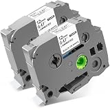 TZe2312PK TZe TZ Tape 12mm 0.47 Laminated White Label Maker Tape TZe-231 Compatible with Brother P-Touch Label Maker PTH110 PT-D210 PT-D220 PT-D410, 12mm x 8m, Black on White