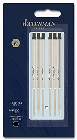 Waterman Ballpoint Pen Refill, Medium Point, Black Ink, 3 Count