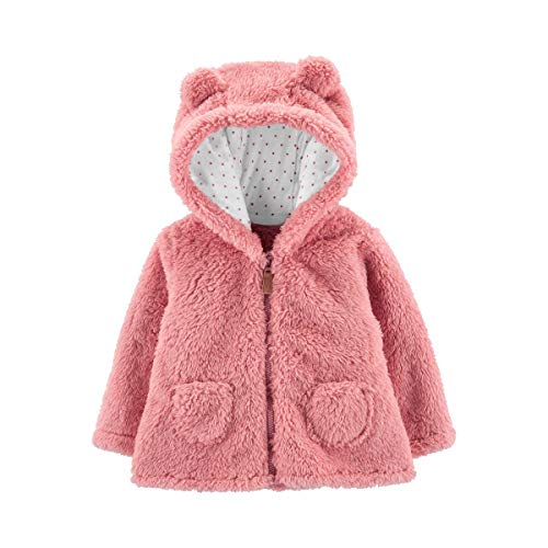 Carter's Zip-Up Sherpa Cardigan Jacket, Pink Sherpa, 12 Months