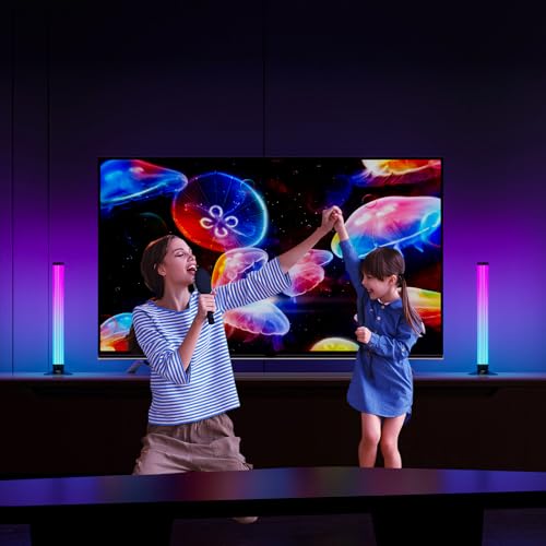 Image of MIHEAL 360 RGB Light Bars LED TV Backlight with DIY Music Sync Modes Smart Bluetooth Control, 8 Scene Modes Color Light Bar for Room Decoration, Gaming, PC, TV