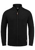 !Solid Xenos Herren Strickjacke Cardigan Grobstrick Winter Pullover mit Stehkragen, Größe:XL, Farbe:Black (9000)
