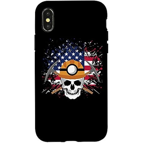 iPhone X/XS Coal Miner Skull Cool American Flag USA Patriotic Case Cover