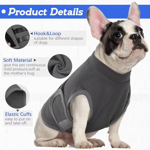 IECOii Beruhigungsshirt für Hunde,Komfort-Mantel zur Linderung von Angstzuständen bei Gewittern,Reisen,Tierarztbesuchen,Linderung von Trennungsangst für Hund,Angstshirt für Hunde,Grau,XL
