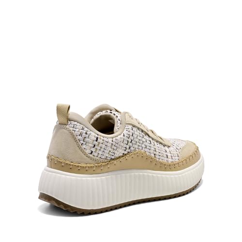 DREAM PAIRS DREAM PAIRS Women Chunky City Tweed Comfortable Casual Platform Fashion Sneaker,Size 8,Khaki-Knit,SDFN2379W