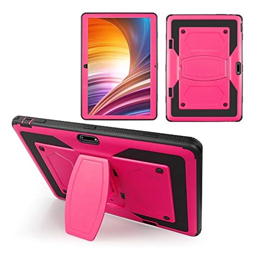 SOATUTO Case for Dragon Touch Max 10 Plus , Hybrid Case Built Stand for Veidoo T10 / ANTEMPER / Meize K105/K106/K101 / Flyingtech F10 / Victbing / Lectrus / FEONAL / Wecool / HOOZO 10 inch (Pink)