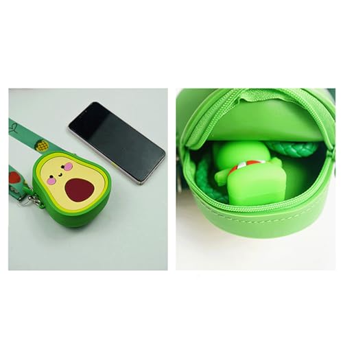 Avocado Coin Purse Silcon Girls Cute Fruit Change Purse Funny Small Zipper Crossbody Coin Pouch for Kids(Avocado)2