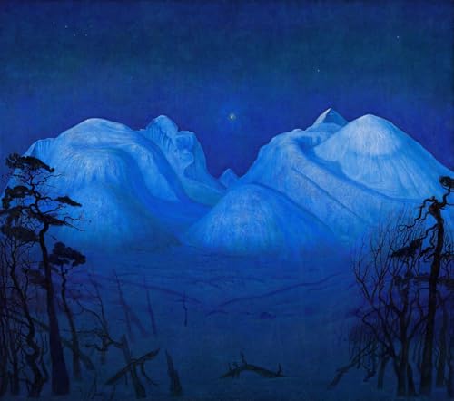 Impression d'affiche Harald Sohlberg Toile Nuit d'hiver dans les montagnes Décoration 60x90