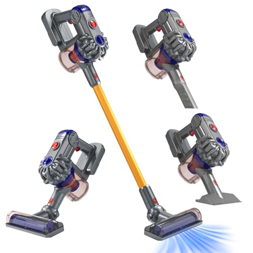 Kids Vacuum That Really Works, 3-in-1 Kids Cleaning Toy Set for 3 4 5 6 7+ Year Old Toddler Pretend Play Toys Vacuum Cleaner with Real Suction...