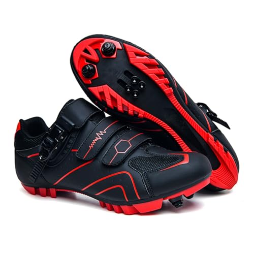 Mateju Zapatillas Ciclismo MTB Hombre Mujer, 36 47 EU Zapatillas Bicicleta de Montaña Hombre con Calas Respirables Antideslizantes para Deportes al Aire Libre (568 Rojo,42)