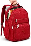 Mochila Grande 30L Nylon Impermeável Feminina Masculina Escolar Juvenil Notebook 15' — Mochila Preta Resistente com Múltiplos Bolsos, Leve, Casual e Reforçada para Escola e Viagens (Vermelho)