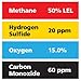 GASCO 34L-459 Aluminum Cylinder with 60 PPM Carbon Monoxide, 20 PPM Hydrogen Sulfide, 2.5 % Methane (50 % LEL) , 15 % Oxygen, Balance Nitrogen, 34 L Capacity with a C-10 Connection, 10.64" Height, 3.125" Width
