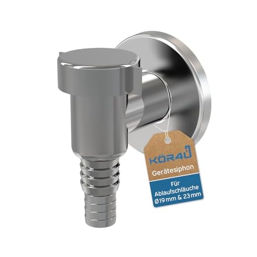 kör4u Geräte Siphon APS1 verchromt DN32 Abwasseranschluss mit Wartungsöffnung -Siphon für Waschmaschine, Spülmaschine und Wärmepumpentrockner - nach EN 274