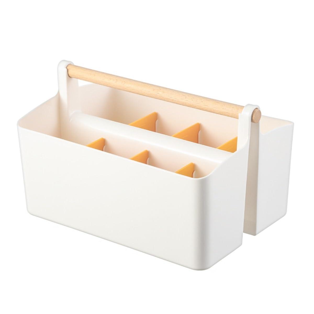 Portalapices Caddy Plástico del Tenedor De La Pluma Cesta Almacenamiento con Manija Madera For El Hogar Oficina Organizador(Yellow)