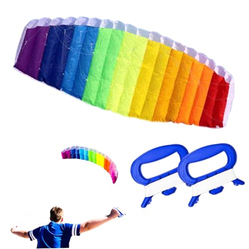 Rainbow Stunt Kite 1.4M Double Line Kite Flying Tools Rainbow Stunt Sports (línea de línea de Color al Azar)
