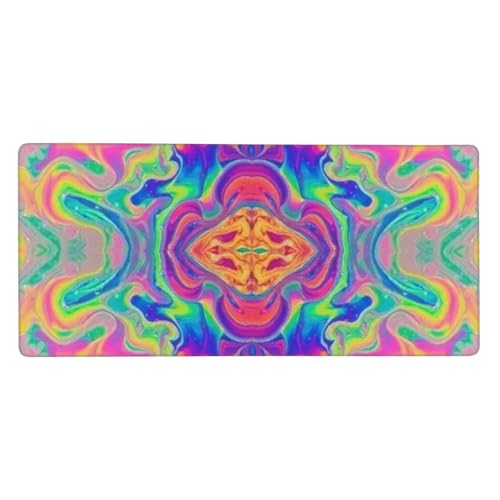 Tapis de souris grand format antidérapant tie-dye néon