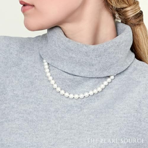 7-8mm Round White Freshwater Cultured Pearl Necklace, 20" Matinee Length - AAA Quality3