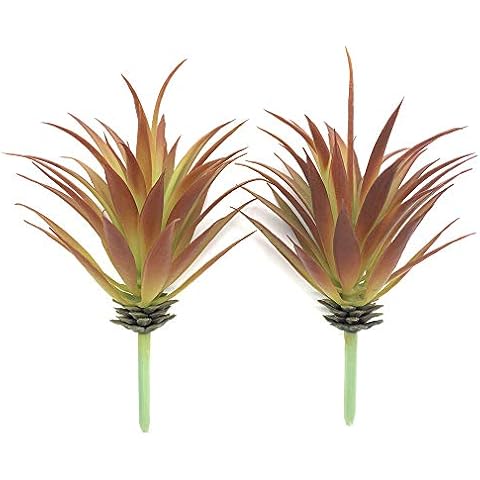 EBUYOM 2 PCS Artificial Succulents Plants Real Touch Lifelike Succulants Plants Faux Greenery Plants Garden DIY Home Office Decoration Ornament (Red Agave) Cover