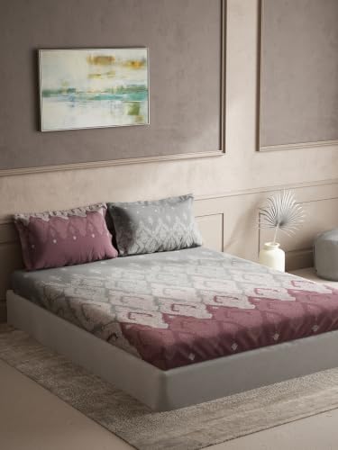 Image of DDECOR Live Beautiful 100% Pure Combed Cotton King Flat Bedsheet with 2 Pillow Covers | Ethnic 145TC | Soft, Comfortable & Perfect for Everyday Use | Souvenir Collection | 254 CM X 274 CM - Wine