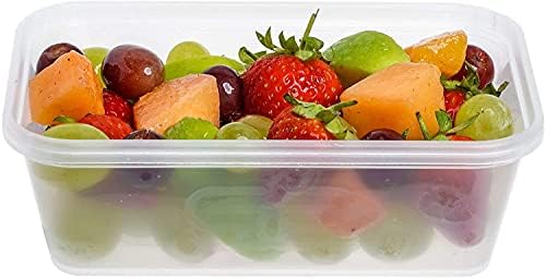 eMKay® Pack of 10 Rectangle Plastic Containers with Lids - Food Storage Containers for Meal Prep - BPA Free, Reusable and Leakproof, Microwave and Freezer Safe Food Storage Tubs (650ml)