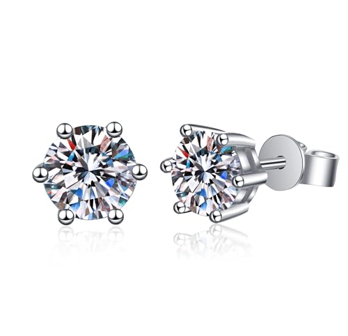 Image of 0.3-2 ct Single Piece Sparkle Orbit Round Moissanite Stud Earrings for Men; GRA Certified; D VVS1; 925 Sterling Silver; Push Back