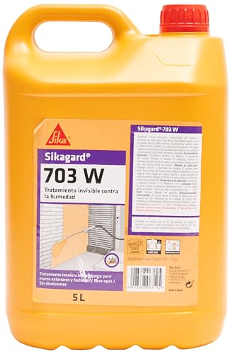 Sika Gard 703 W, transparante, waterafstotende impregnering, direct klaar voor gebruik, ter bescherming van de gevels tegen het binnendringen van water, 5 l, wit