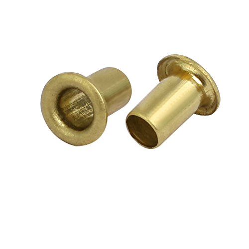Sourcingmap 100pcs M5 x 8mm Brass Plated Metal Hollow Eyelets Rivets Gold Tone - Image 3
