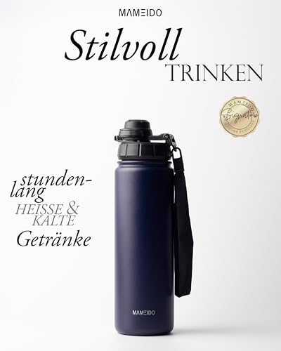 MAMEIDO Thermosflasche mit Strohhalm 700 ml (Dark Night) – Ansicht 2