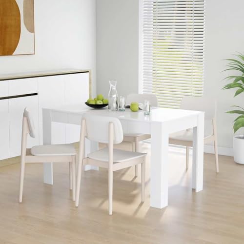 Foknhdi White Rectangular Dining Table 55 x 30 in Engineered