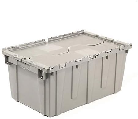 Global Industrial Distribution Container With Hinged Lid, 21.9x15.3x9.7, Gray