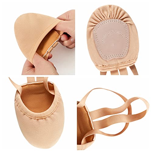 Sangeeson Half Sole Dance Shoes - Stretchy Canvas Pirouette Shoes For Ballet, Lyrical, Modern, Jazz Dance, And Contemporary, Nude, Xs #TOP6