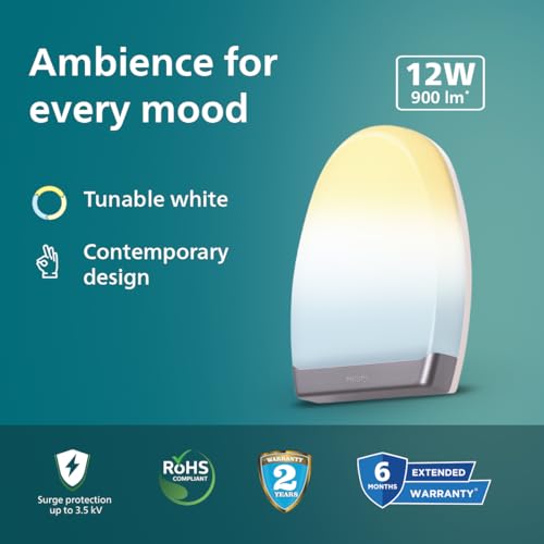 Image of Philips 12W 3 Colours in 1 Decorative Wall Light | Dawn Silver Scene Switch Wall Light for Decoration | Colour : Tunable White, Pack of 1