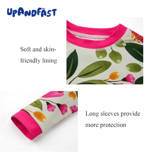 Image of upandfast Girls Rash Guard Set Long Sleeve Two Piece Swimsuit with UPF 50+ Sun Protection for Girls 3-8 Years