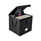 JurciCat 33 × 33Cm Caja De Almacenamiento Para Discos de Vinilo Plegable Con...