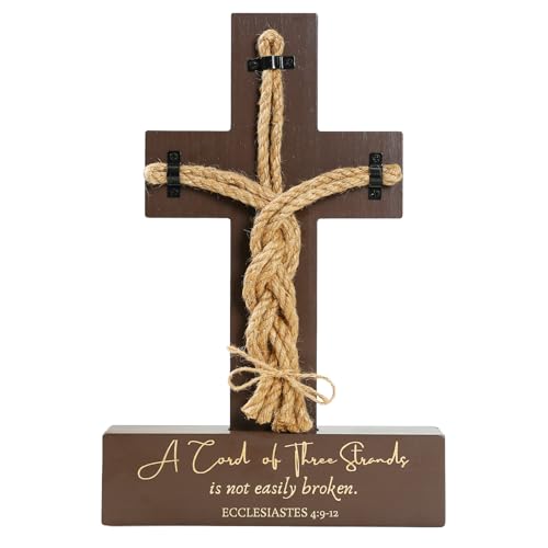 Cord of Three Strands Ceremony Cross - Natural Wood &