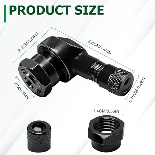2 Stück Motorrad Winkelventil,90 Grad Eckventil,Alu Metallventile Reifen Ventil 11,3 mm,Felgenventil Ventil Verlängerung Adapter,Schwarz Motorradreifen Ventile,Motorradventile für Motorrad Fahrrad