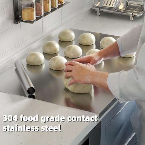 bimiti Stainless Steel Cutting Boards Worktop Protector 90 x 50cm Extra Large Chopping Board Worktop Saver Pastry Board Baking Board with Lip and Rolling Pin - Image 7