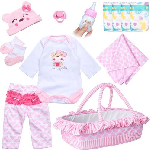 Pedolltree 12 Pcs Reborn Baby Dolls Clothes Girl for 17-22 Inch Reborn Doll