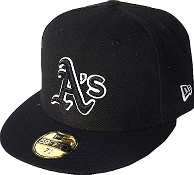 New Era Oakland Athletics Black White Logo Cap 5950 Fitted MLB