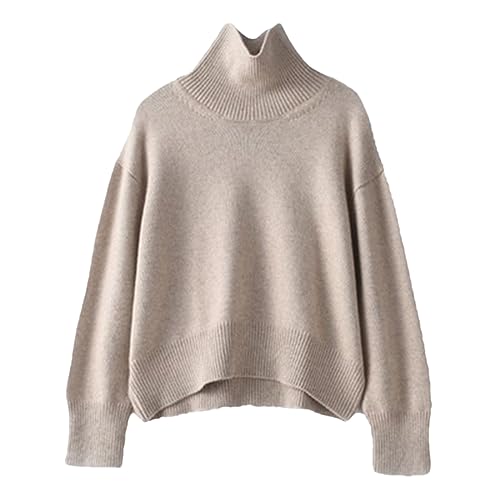 Fulbant Autumn and Winter Women Thick Cashmere Sweater High Neck Warm Loose Knitted B10 Sweater Jacket