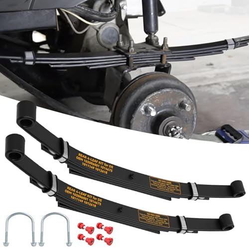 RIZINKART Golf Cart Heavy Duty Rear 4-Leaf Spring Kit for Club Car DS 1981-2023 Golf Cart, Replaces OEM Leaf Spring Part, Included Spring Bushings & Sleeves Kit, Easy Install Smooth Ride Experience