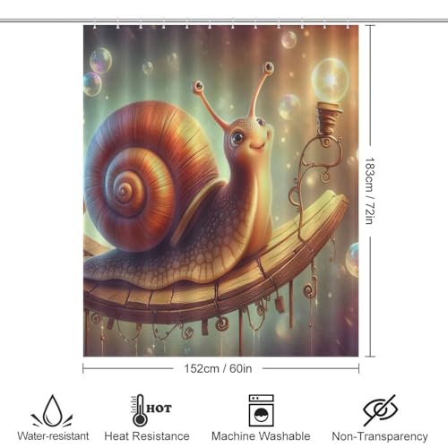 Rideau de douche escargots fini les moisissures tissu lavable