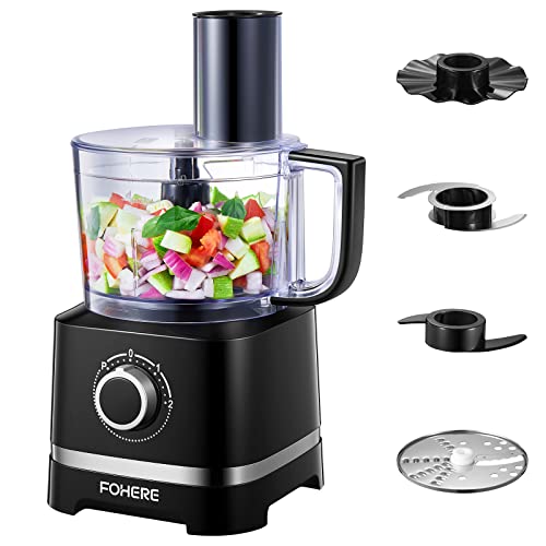 FOHERE Food Processor, 700W Compact Food Mixer with 4 Attachments for Chopping, Slicing, Shredding,...