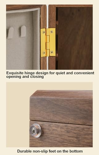 NHDVDVAV Joyero rústico de Madera, Vitrina de Madera de Nogal Negro, Organizador de Joyas de 5 Niveles para Pendientes, Anillos, Pulseras, Mujeres y niñas - imagen 6