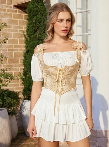 Image of Scarlet Darkness Corset Tops for Women Renaissance Underbust Corset Boned Lace Up Corsets