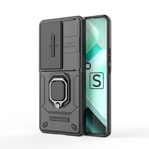 Image of CamShield Pro Case with Slide Camera Protection and 360 Protection Ring Stand Bumper Back Case Cover for iQOO Z9S 5G (Black)