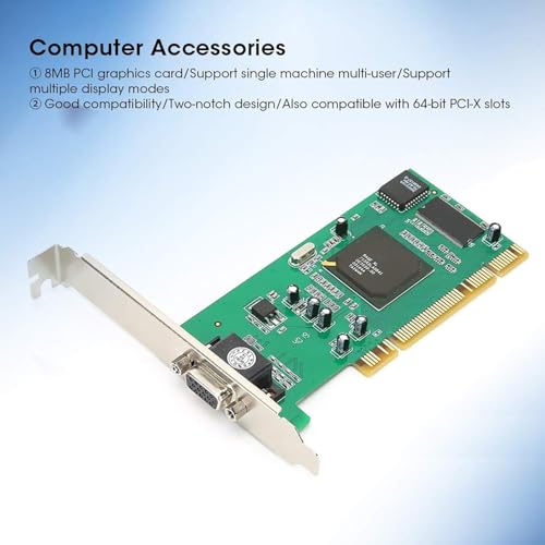 Image of PCI VGA Graphics Card - Legacy Video Display Adapter for Desktop PCs - Dual Monitor Support, High-Resolution Output - Plug & Play - Compatible with Windows Systems