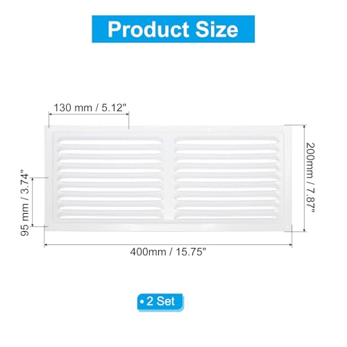 Grille d'aération rectangulaires PATIKIL 20,3x40,6 cm avec maille d'écran et vis pour mur et sol