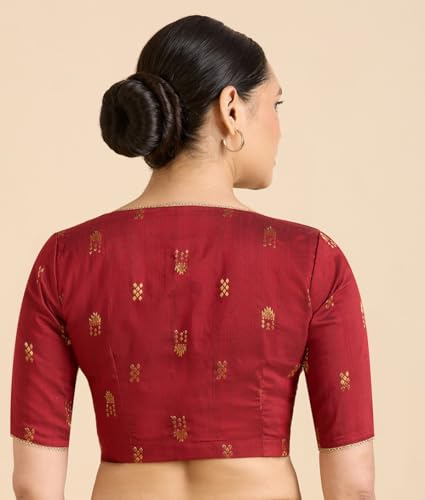 Image of Studio Shringaar Women's Handloom Cotton Silk Readymade Saree Blouse