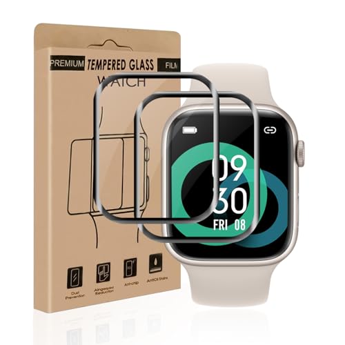 Cable Leader 2 Stück Schutzfolie für Panzerglas für Apple Watch Series 7/8/9 45mm HD-Klar 100% Touchgenauigkeit Hülle Freundllich Frei von Kratzern Bruchsicherheit Apple Watch 45mm Displayschutzfolie