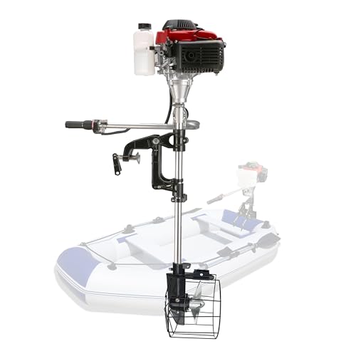 CUKUSIN 4 Stroke Outboard Motor, 4HP Boat Motor Gas Powered Outboard Engine with Air Cooling System, Fishing Boat Engine for Inflatable Boat, Kayak, Dinghy, Canoe